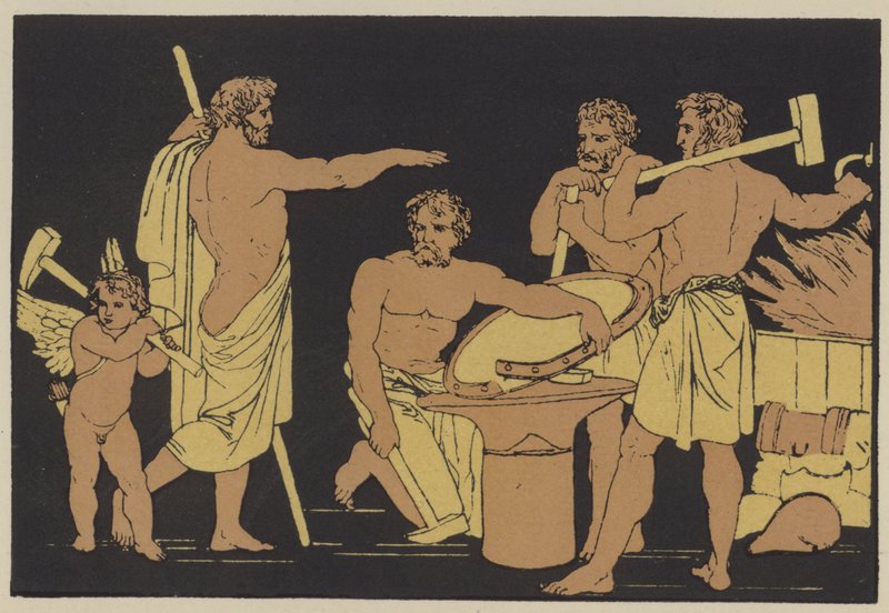 Vulkán és a küklopszok (színes litho) alkotó: English School