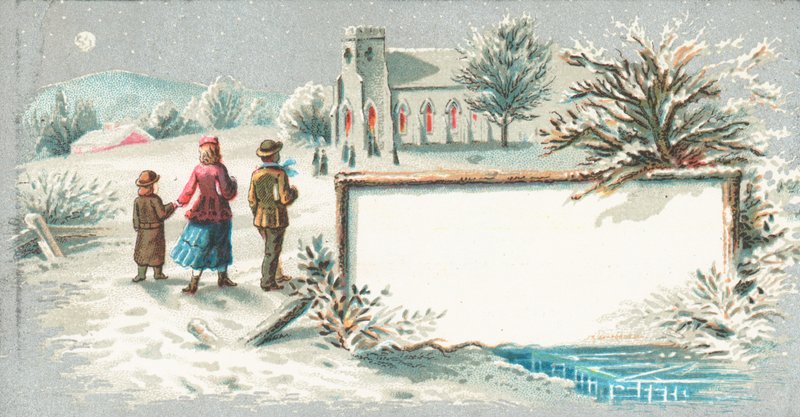 Séta a templomba, karácsonyi üdvözlőlap alkotó: English School