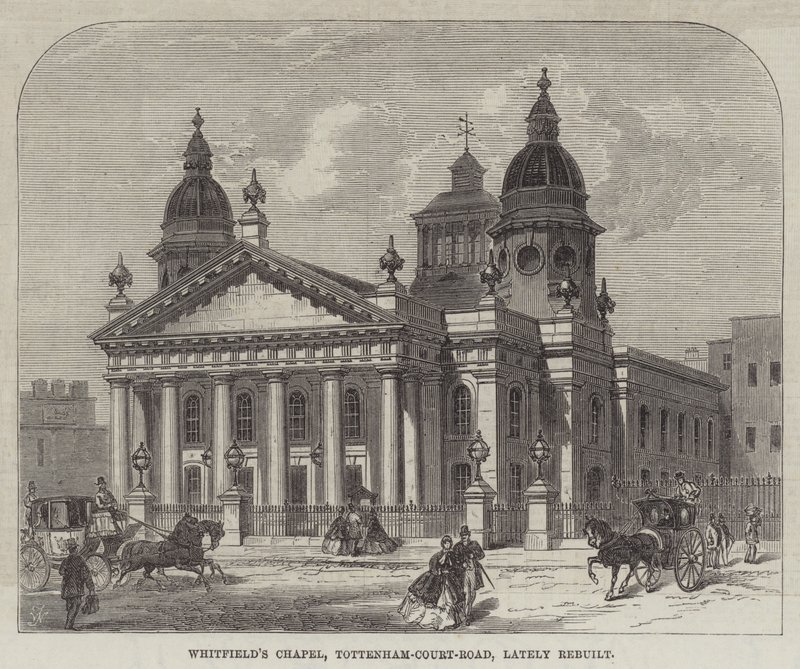 Whitfield-kápolna, Tottenham-Court-Road, nemrégiben átépítették (metszet) alkotó: English School