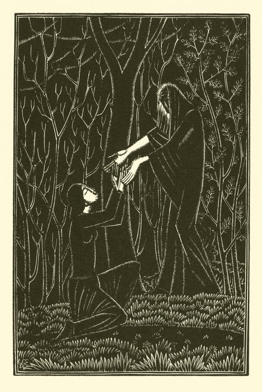 Halál és a hölgy (litho) alkotó: Eric Gill