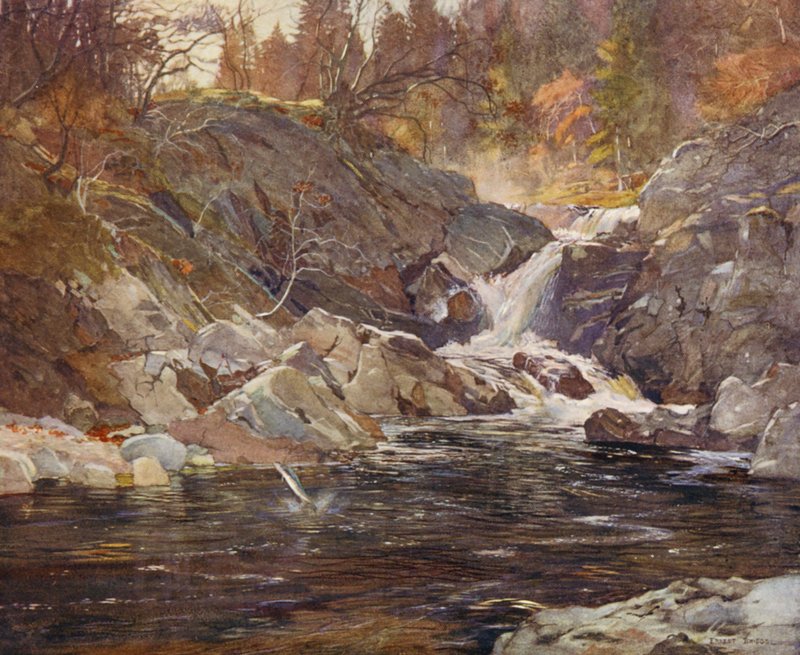 Perthshire-i oldalsó glen (színes litográfia) alkotó: Ernest Edward Briggs