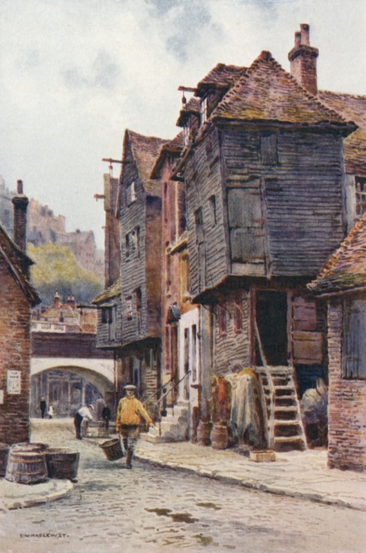 Halásznegyed, Folkestone (színes litó) alkotó: Ernest William Haslehust