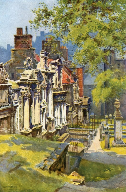 Greyfriars Churchyard (színes litó) alkotó: Ernest William Haslehust