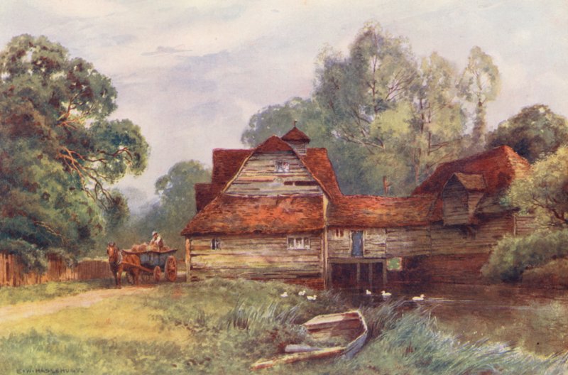 Temze folyó: Mapledurham Mill (színes litográfia) alkotó: Ernest William Haslehust