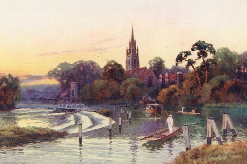Temze folyó: Marlow (színes litográfia) alkotó: Ernest William Haslehust
