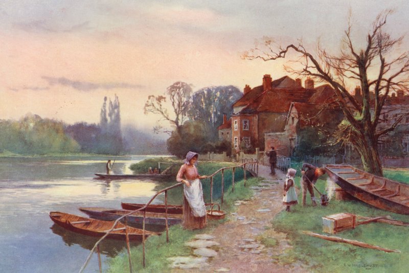 Temze folyó: Staines közelében (színes litográfia) alkotó: Ernest William Haslehust