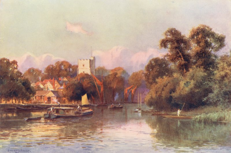 Temze folyó: Twickenham (színes litográfia) alkotó: Ernest William Haslehust