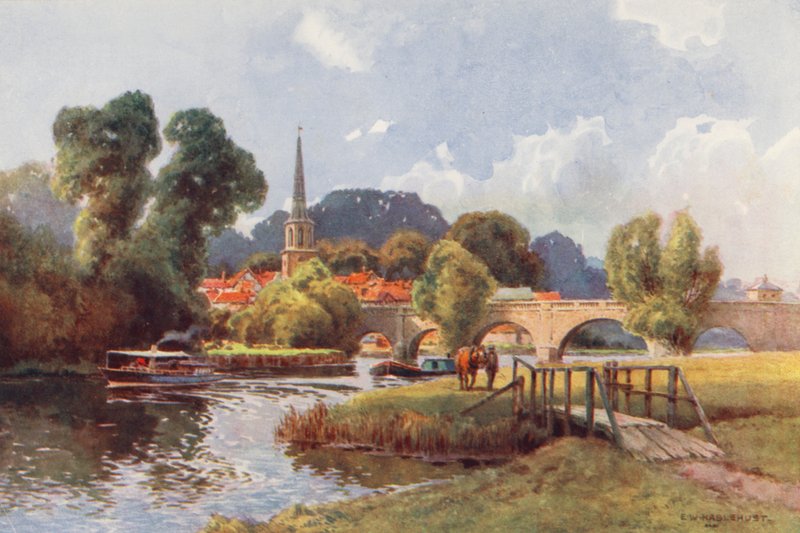 Temze folyó: Wallingford (színes litográfia) alkotó: Ernest William Haslehust