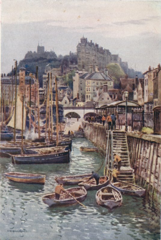 A halászkikötő, Folkestone (színes litó) alkotó: Ernest William Haslehust