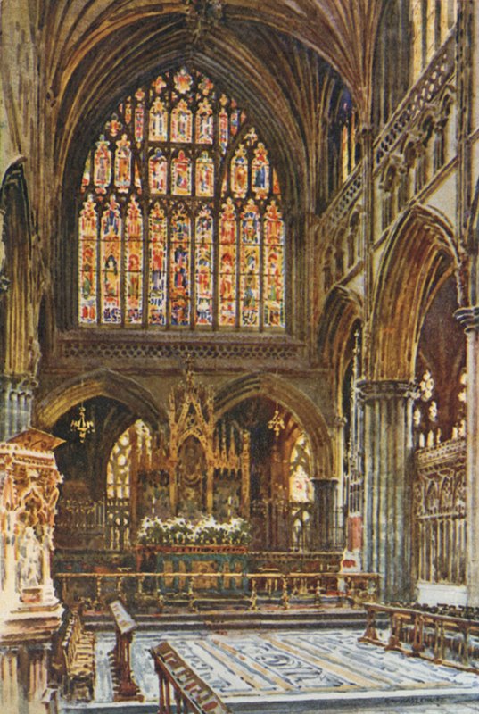A szentély, Exeter katedrális (színes litó) alkotó: Ernest William Haslehust