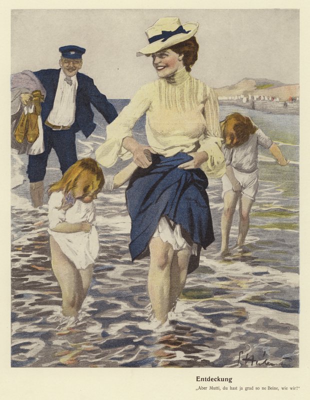 Család a tengerparton (színes litó) alkotó: Ernst (after) Heilemann