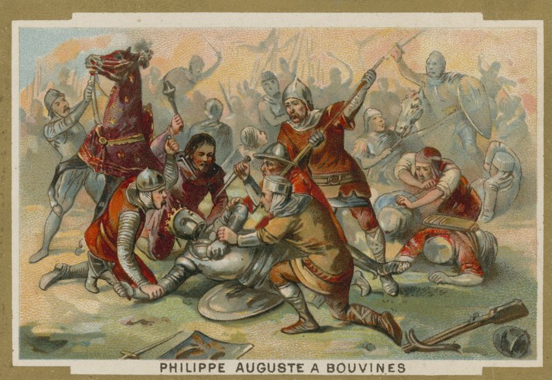 A francia Philip Augustus ló nélkül az 1214-es bouvines-i csatában alkotó: European School