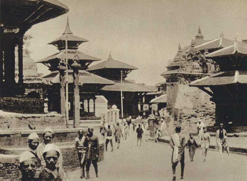 India, Temple Street, Katmandu (fekete-fehér fotó) alkotó: European Photographer