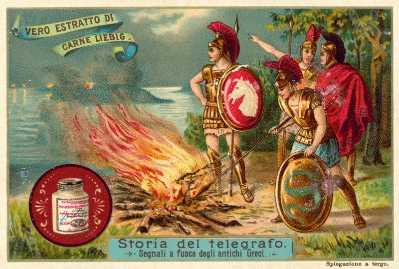 Az ókori görögök tűzzel jeleztek (chromolitho) alkotó: European School