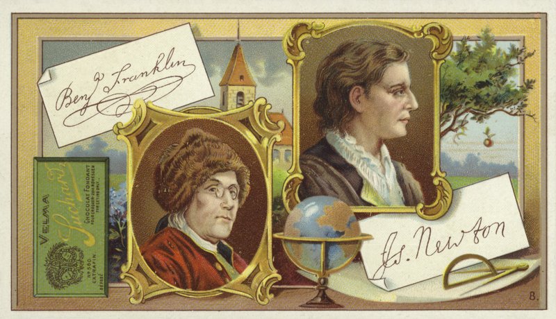 Benjamin Franklin és Isaac Newton alkotó: European School