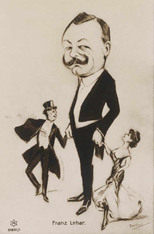 Franz Lehar karikatúra portréja (litográfia) alkotó: European School