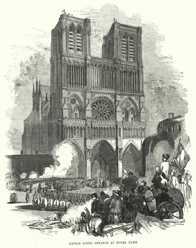 Favras bűnbánatot tart a Notre Dame-ban (metszet) alkotó: European School