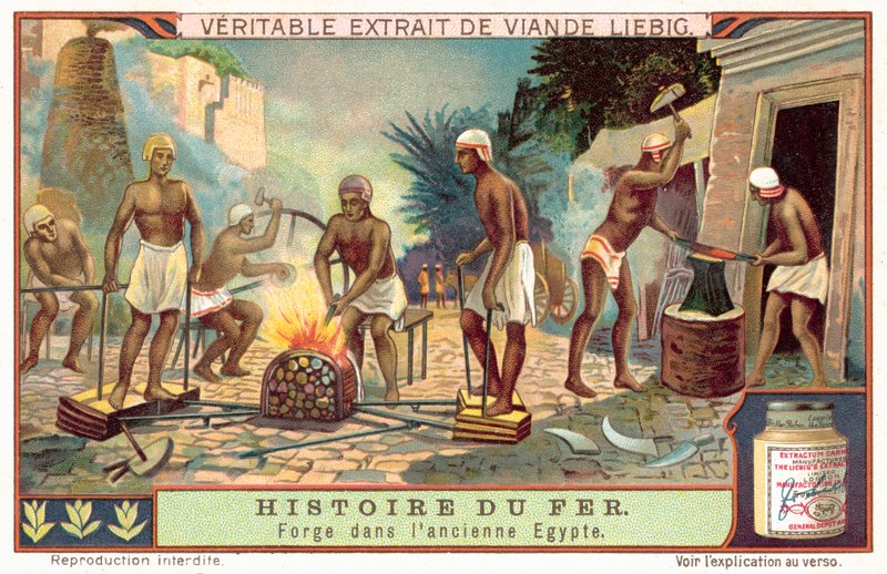 Kovácsolás az ókori Egyiptomban (chromolitho) alkotó: European School