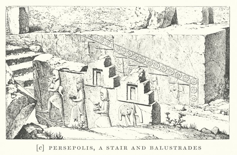 Persepolis, egy lépcső és korlátok (litográfia) alkotó: European School