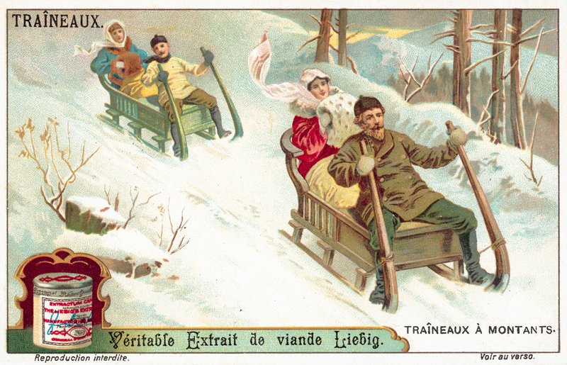 Szánkózás (chromolitho) alkotó: European School