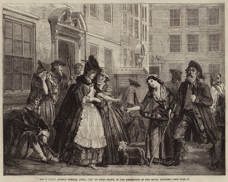 Brick Court, Middle Temple, 1774 áprilisában alkotó: Eyre Crowe