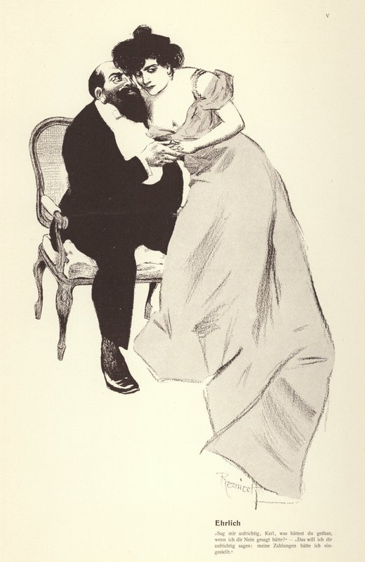 Férfi szeretőjével (litho) alkotó: Ferdinand von Reznicek