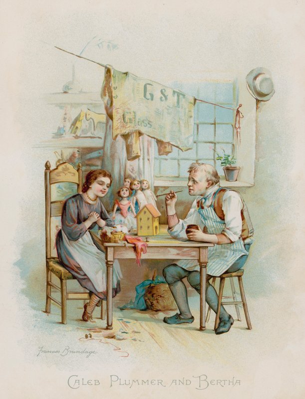 Caleb Plummer és Bertha (chromolitho) alkotó: Frances Brundage