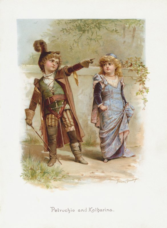 Petruchio és Katharina (chromolitho) alkotó: Frances Brundage