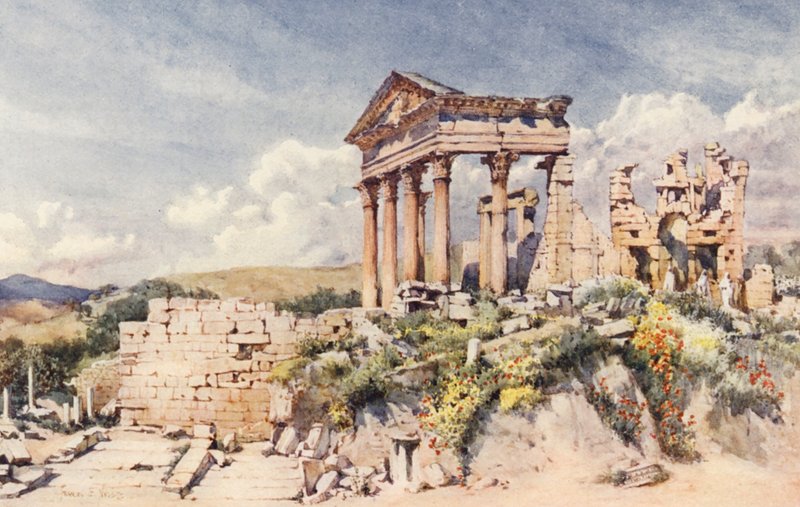 Celestis templom, Dougga (színes litográfia) alkotó: Frances Nesbitt