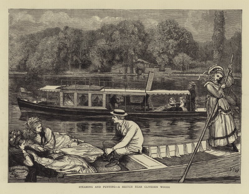 Gőzölés és csónakázás, egy vázlat Cliveden Woods közelében alkotó: Francis S. Walker