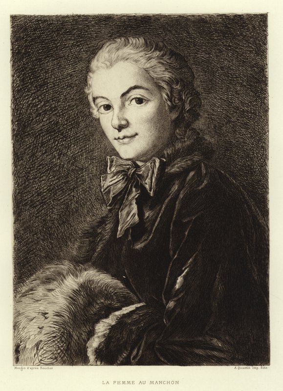 Az ujjas nő (metszet) alkotó: Francois (after) Boucher
