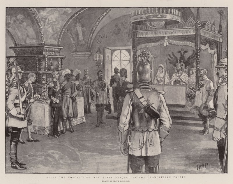 A koronázás után állami bankett a Granovitaya Palotában. alkotó: Frank Dadd