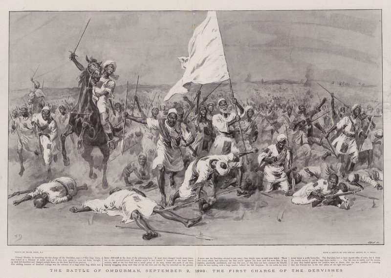 Az omdurmani csata, 1898. szeptember 2., a dervisek első rohama alkotó: Frank Dadd