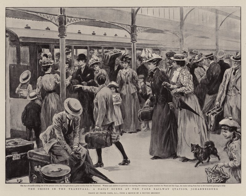 A válság a Transvaalban, napi jelenet a johannesburgi Park pályaudvaron alkotó: Frank Dadd