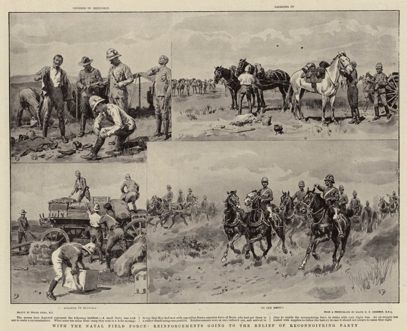 A Natal Field Force Reforcements a Relief of Reconnoitring Party-ra megy alkotó: Frank Dadd