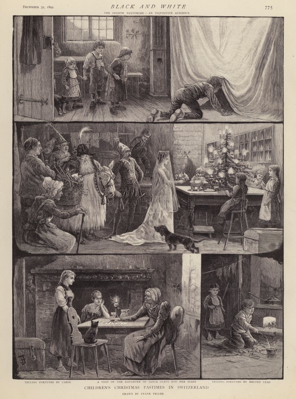 Gyermekek karácsonyi időtöltése Svájcban (litho) alkotó: Frank (after) Feller