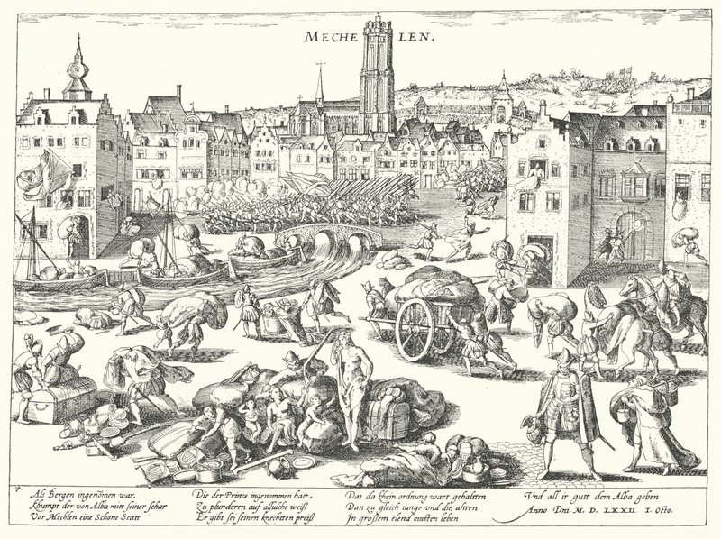 Mechelen kifosztása a spanyolok által alkotó: Franz (after) Hogenberg