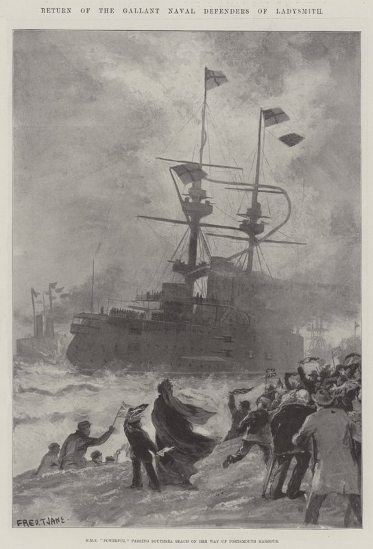 Ladysmith Gallant Naval Defenders visszatérése alkotó: Fred T. Jane