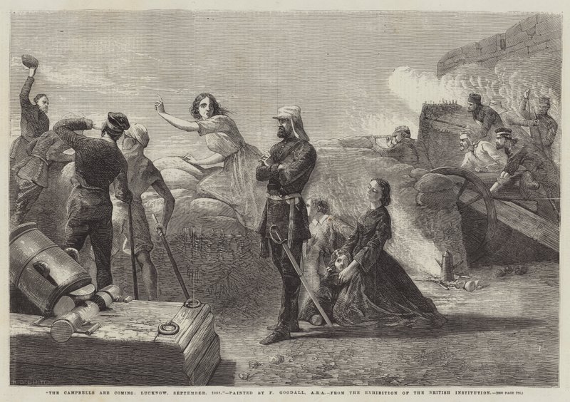 Campbellék jönnek, Lucknow, 1857. szeptember alkotó: Frederick Goodall