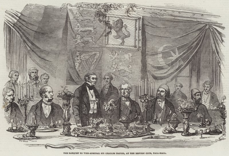 A bankett Sir Charles Napier admirálisnak a Reform Clubban, Pall-Mallban alkotó: Frederick John Skill