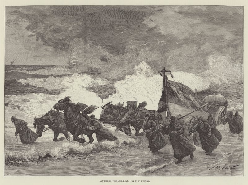 Mentőcsónak vízre bocsátása alkotó: Frederick William Burton
