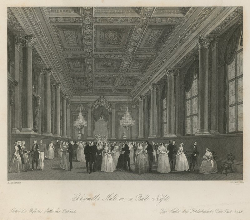 Goldsmiths Hall egy báli estén alkotó: Frederick Mackenzie