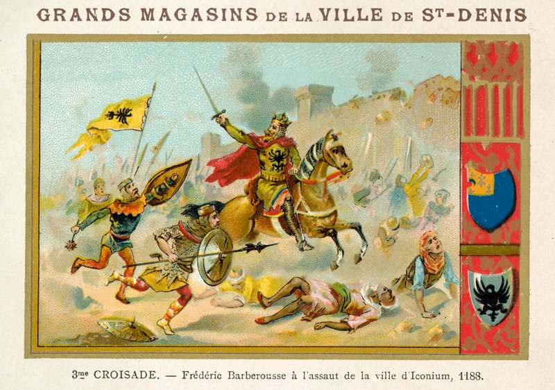 Frederick Barbarossa az Iconium város elleni támadásnál, 3. keresztes hadjárat, 1188 alkotó: French School