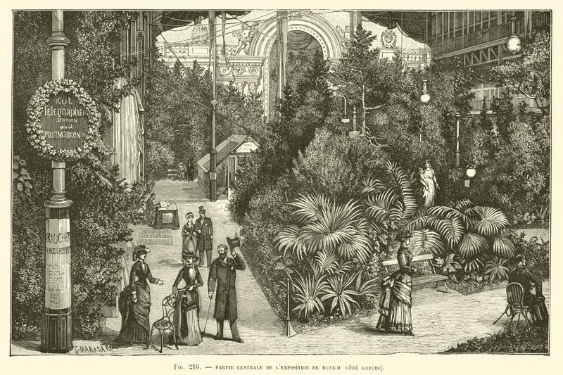 A müncheni kiállítás központi része, bal oldalon alkotó: French School