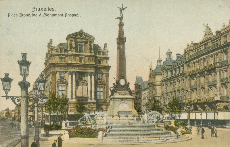 Anspach emlékmű, Brouckere Place (színes fotó) alkotó: French Photographer
