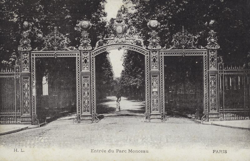 Bejárat, Parc Monceau, Párizs (f/w fotó) alkotó: French Photographer
