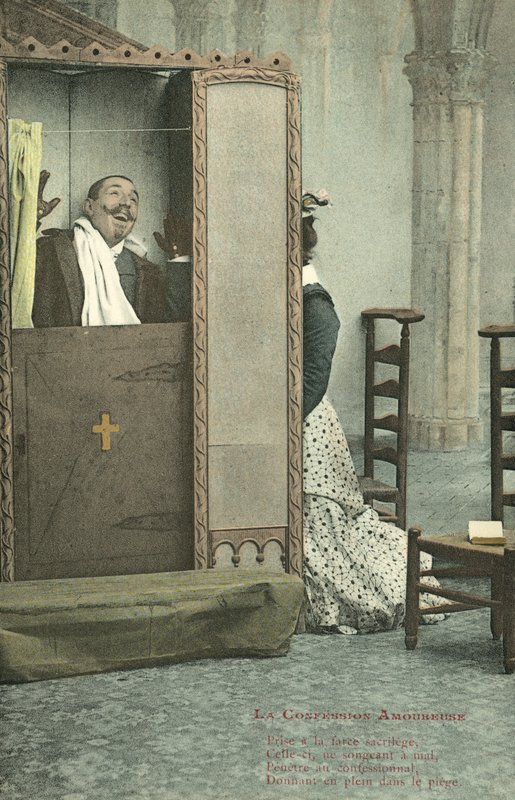 Nő és gyóntatója (színes fotó) alkotó: French Photographer