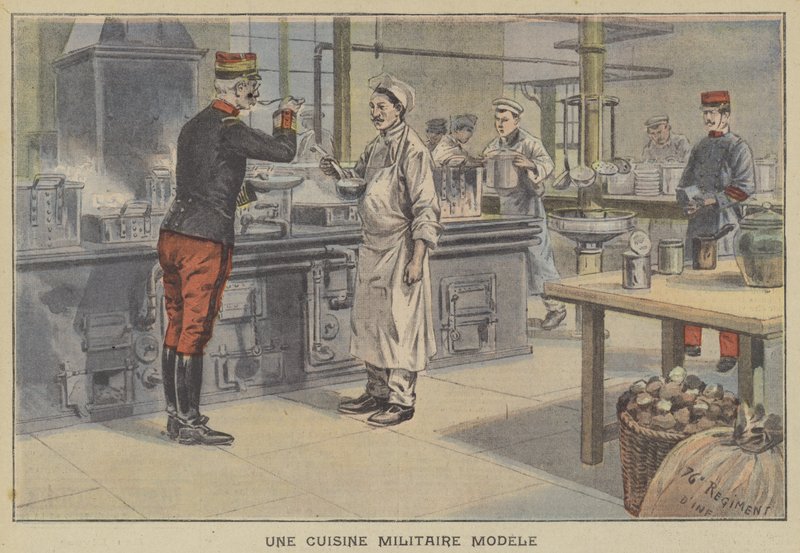 Katonai konyha minta (színes litho) alkotó: French School
