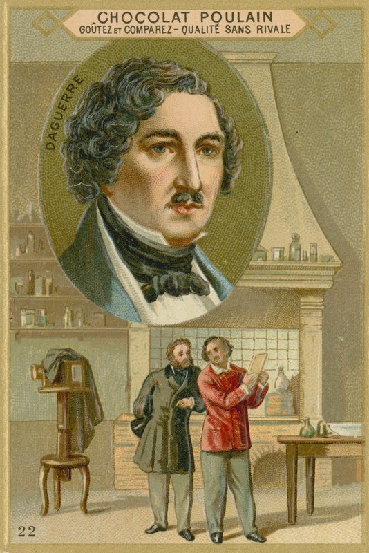 Csokoládé Poulain kereskedelmi kártya, Louis Daguerre alkotó: French School