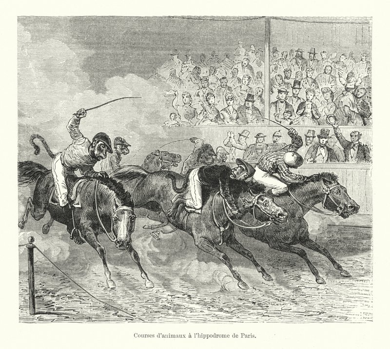 Állatverseny a párizsi hippodromban (metszet) alkotó: French School